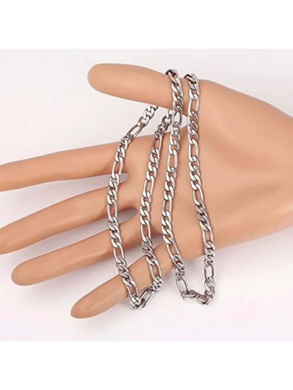 Stylish Stainless Steel Rope & Figaro Chain Necklace Bracelet Set for Men